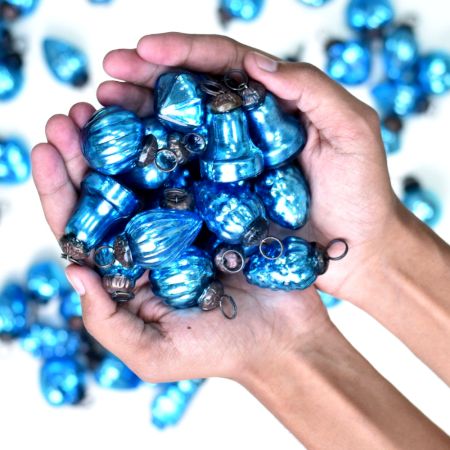 Turquoise Christmas Ornaments - Glass Ornaments for Decoration and Gift-Pack of 25 Pieces